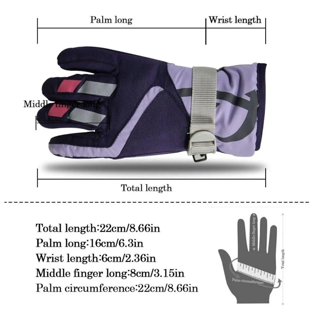 Children Ski Gloves Winter Warm Outdoor Riding Thickening Gloves (2-4Y) Purple